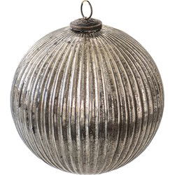 Clayre & Eef Kerstbal XL  Ø 20 cm Zilverkleurig Glas Kerstdecoratie