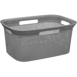 5Five Wasmand van rotan gevlochten -A‚ grijs - kunststof - 45 liter - 59 x 41 x 27 cm - Wasmanden