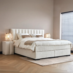Boxspringbed -  Amalia - 160x210cm - Wit Inclusief  cm matras en topper