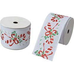 Clayre & Eef Kerstlint 63 mm x 5 m Wit Synthetisch