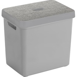 Sunware Opbergbox/mand - lichtgrijs - 25 liter - met deksel - Opbergbox