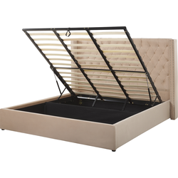 Beliani LUBBON - Tweepersoonsbed-Beige-Fluweel