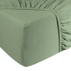 DoubleDry Hoeslaken Jersey 100% Katoen - Tweepersoons 160x200 cm - Zacht & Huidvriendelijk - Rondom Elastiek - Oud Groen