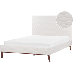 BAYONNE - Tweepersoonsbed - Gebroken wit - 140 x 200 cm - Fluweel