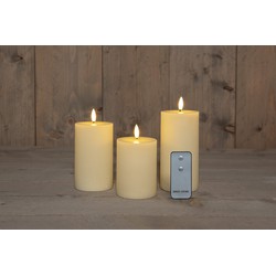 B.O. 3Pcs 3D Wick Ivory Ribbel Candle 7,5X1012,515 cm Rusti - Anna's Collection