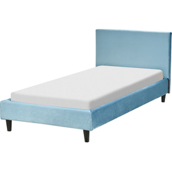 Beliani FITOU - Tweepersoonsbed-Blauw-Fluweel