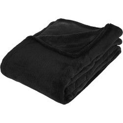 Atmosphera Plaid deken - zwart - polyester - 130 x 180 cm - Plaids