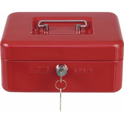 AMIG Geldkistje met 2 sleutels - rood - staal - 25 x 18 x 9 cm - inbraakbeveiliging - Geldkistjes