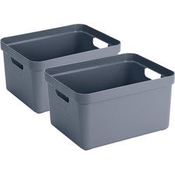 4x stuks donkerblauwe opbergboxen/opbergmanden 32 liter kunststof - Opbergbox