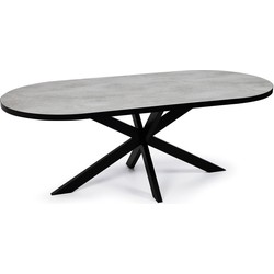 Stalux Plat ovale eettafel 'Noud' 240 x 100, kleur zwart / beton