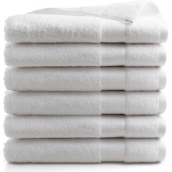 DoubleDry Handdoeken Set 70 x 140 cm - 6 stuks - 100% zacht katoen 500 g/m2 - 6x Wit