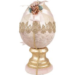 Clayre & Eef Decoratie Beeld Ei Beige Textiel