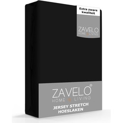 Zavelo® Jersey Hoeslaken Zwart-Lits-jumeaux (190x220 cm)