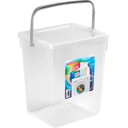 Opslagbox/emmer kunststof met deksel transparant 5 liter 20 x 17 x 23 cm - Opbergbox
