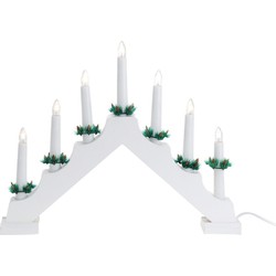 Christmas Decoration kaarsenbrug - wit - 41 x 6 x 30 cm - hout - kerstverlichting figuur