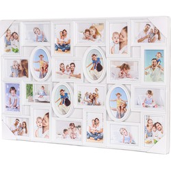 Decopatent® XL Fotolijst Collage voor 24 Foto's van (15x10 & 10x15 Cm) - Fotolijsten - Fotolijstje met 24 fotokaders - 86.5 x 58Cm