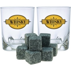 Durobor whiskyglazen - set 6x stuks 240 ml - 9x whisky stenen - Whiskeyglazen