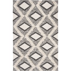 Safavieh Moroccan Inspired Indoor Hand Knotted Area Rug, Kenya Collection, KNY454, in Black & Ivory, 183 X 274 cm