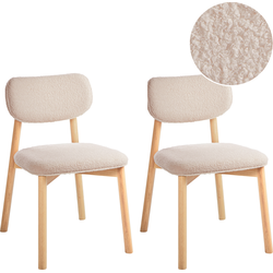 MILLS - Eetkamerstoel set  van 2 - Lichthout/Lichtbeige - Rubberhout