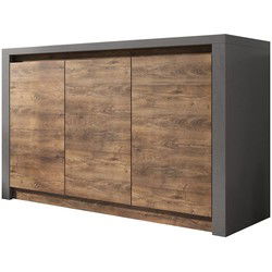 Meubella - Dressoir Monaco - Eiken - Grijs - 130 cm