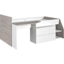 Gecombineerd bed met bureau en 2 laden - 90x200 cm - Milky