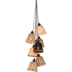 Hanglamp Kalimantan - Bamboe/Zwart - 45x45x62cm - 7L