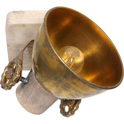 Mexlite - spot - Gearwood - brons - metaal rubber wood - opbouwspot - E27 - 7968BR