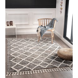 Milda vloerkleed - Geruit Scandinavische Stijl Modern Handgemaakt Look - Grijs / Multi - 200 X 290 CM