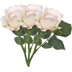 3x Kunst rozen zalm wit 30 cm kunstbloemen - Kunstbloemen