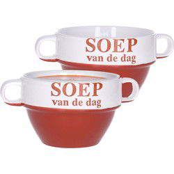 Soepkommen - 2x - Soep van de dag - rood - Stapelbaar - Kommetjes