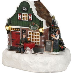 LuVille Kerstdorp Miniatuur Hollands Café - L18 x B17 x H18 cm