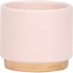 Kolibri Home | Gold foot pink bloempot - Roze keramieken sierpot met gouden rand - Ø6cm