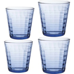 Drinkglazen/waterglazen blauw Prisme set 220/275 ml 16-delig - Drinkglazen
