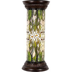 Lumilamp Zuil Tiffany Groen Wit Glas Bloemen