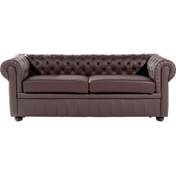 Beliani CHESTERFIELD - Driezitsbank-Bruin-Leer