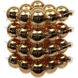 72x stuks Gouden glazen kerstballen 4 cm glans - Kerstbal