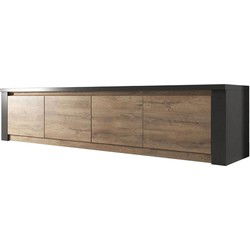 Meubella - TV-Meubel Monaco - Eiken - Grijs - 4 deuren - 170 cm
