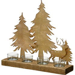 Theelichthouder ijzer l9b32h30 cm goud