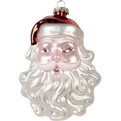 Clayre & Eef Kersthanger 9x7x13 cm Wit Rood Glas Kerstboomversiering