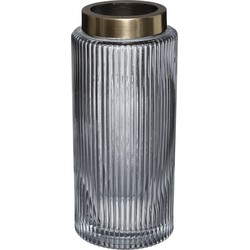 Atmosphera bloemenvaas Cilinder model - grijs transparant - glas - H26 x D12 cm - Vazen