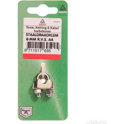 Staaldr.klem 6mm rvs