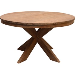 D - Livingfurn - Eetkamertafel Beek Rond - Spider Leg - Teakhout - 120 cm