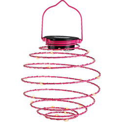 Lumineo Hanglamp - solar verlichting - fuchsia roze - D16 cm - metaal - tuinverlichting - Buitenverlichting