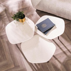 Salontafel Organisch - Beige Composiet - Set Van 3 - 42x47x40cm
