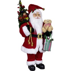 Kerstman beeld - H45 cm - rood - staand - kerstpop - Kerstman pop