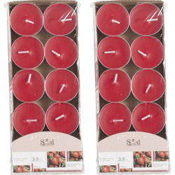 Geurtheelichtjes - 20x stuks - aardbei - rood - paraffine - 3,5 uur - geurkaarsen
