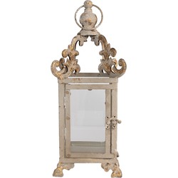 Clayre & Eef Lantaarn 15x15x37 cm Beige IJzer Glas