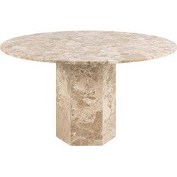 Eettafel Rond - Bruin Marmer - Ø130x75cm - Rovan