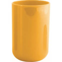 MSV Badkamer drinkbeker Porto - PS kunststof - saffraan geel - 7 x 10 cm - Tandenborstelhouders