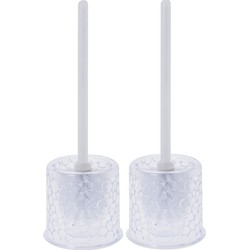 2x Transparante wc-borstel houder met waterdruppels 37 cm - Toiletborstels